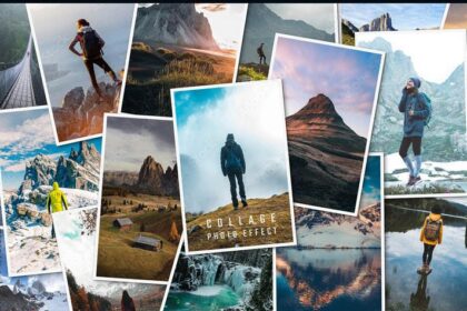 Dynamic Scattered Photo Pile Free PSD Mockup