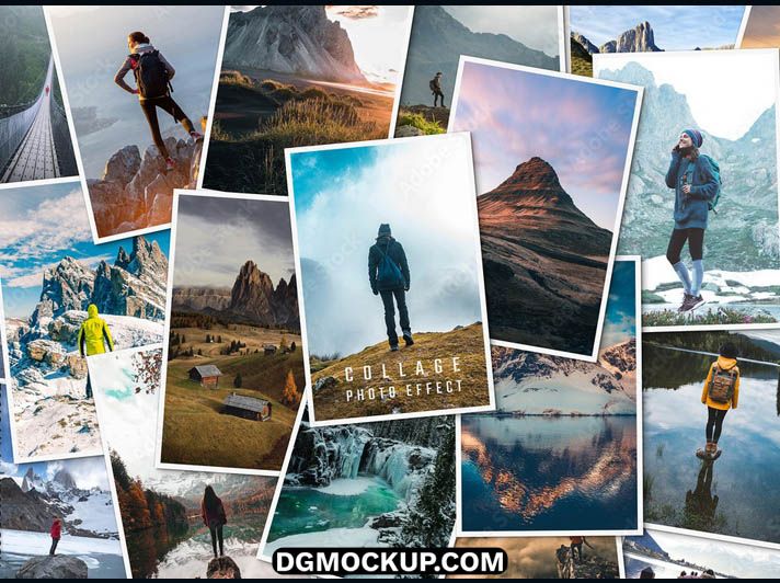 Dynamic Scattered Photo Pile Free PSD Mockup