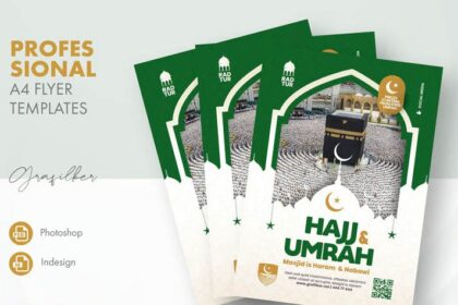 Elegant Kaaba & Masjid al-Haram Flyer Free PSD Template