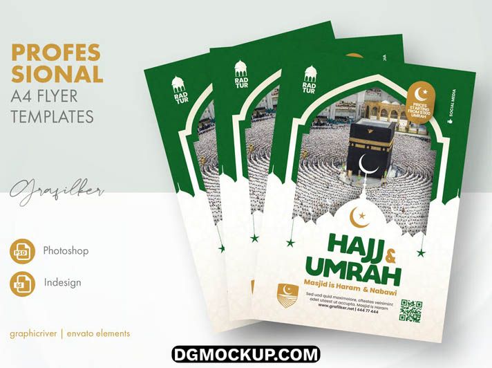 Elegant Kaaba & Masjid al-Haram Flyer Free PSD Template
