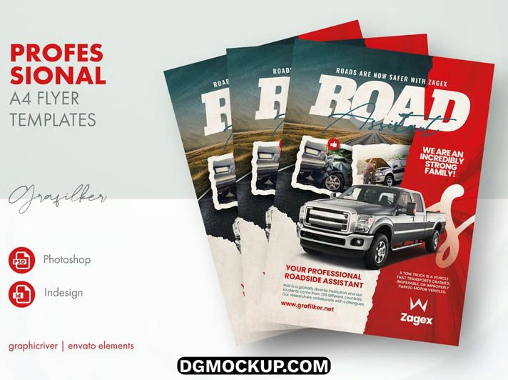 Emergency Car Assistance & Towing Flyer Design Free PSD