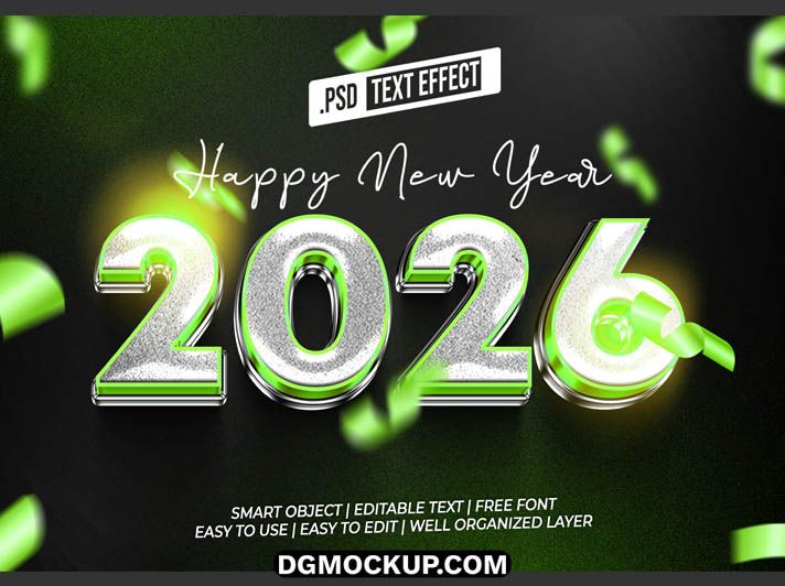 Energetic New Year's Eve Party 2026 Text Effect PSD