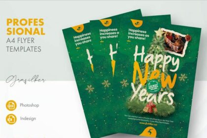 Festive Christmas Tree Happy New Year Flyer Free PSD Template