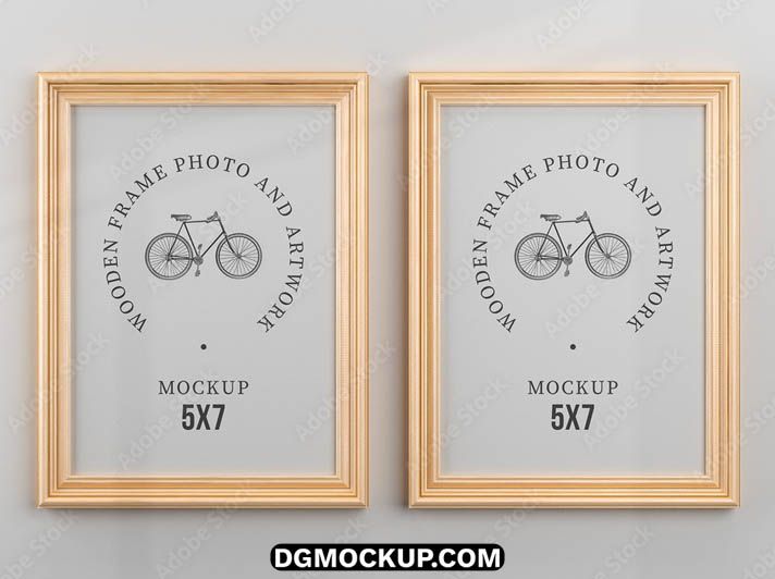 Free 2 Wooden Frames Photo and Artwork 5x7 PSD Mockup