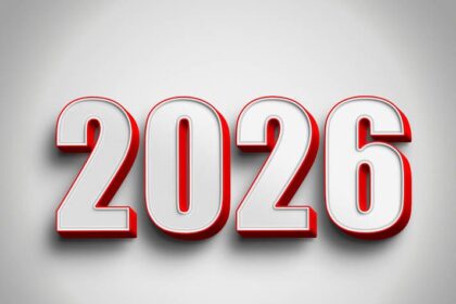 Free Brushed Metal & Red 3D Text Style for 2026 PSD Mockup