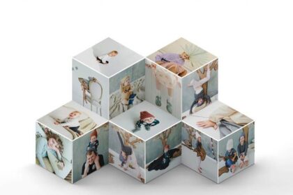 Free Cube Photo Collage PSD Mockup Download