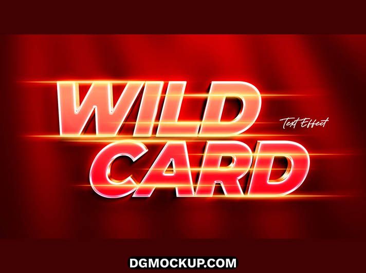 Free Editable 3D Red Neon Light Streak Text Effect PSD Mockup