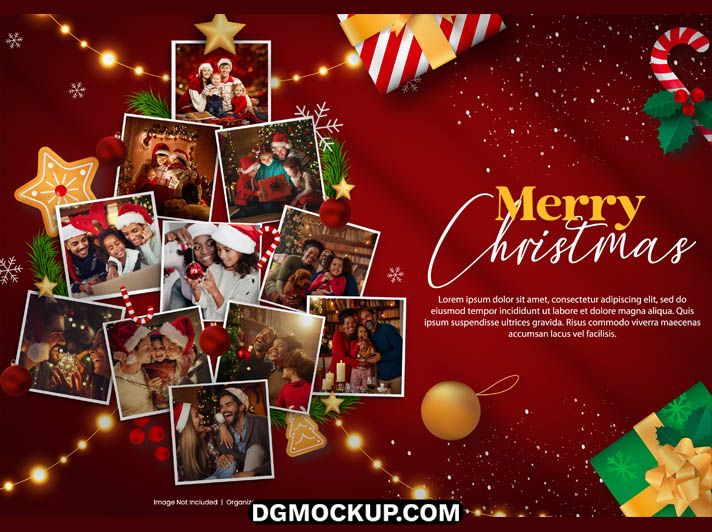 Free Festive Family Memories Christmas Greeting Card PSD