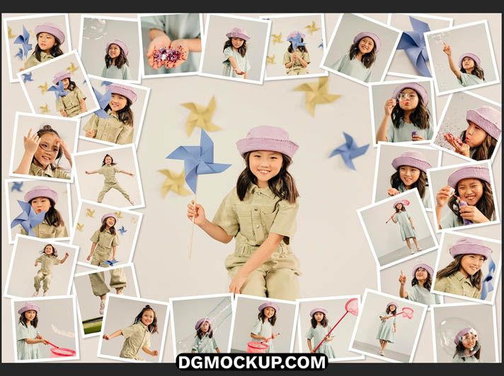 Free Photo Collage Frame Effect PSD Mockup