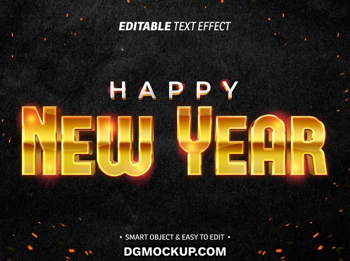 Glossy Gold Text Effect on Dark Grunge Background Free PSD
