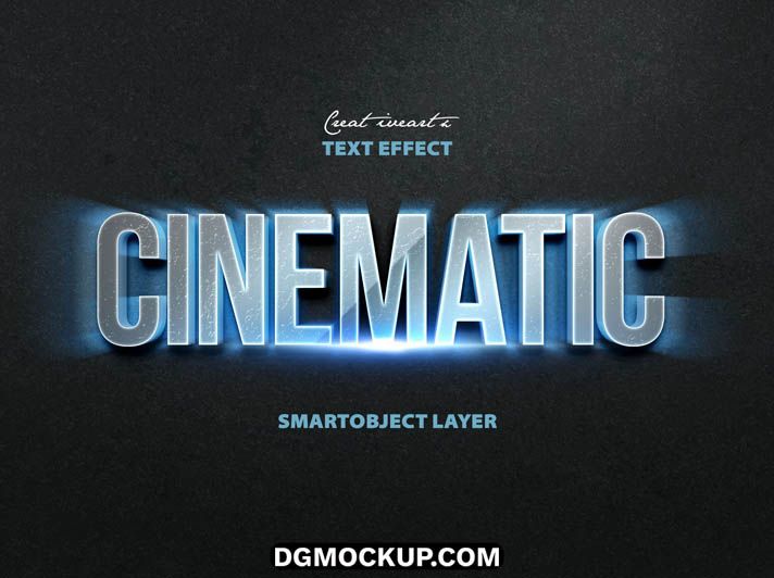 Icy Chrome & Blue Glow Text Effect Free PSD Mockup