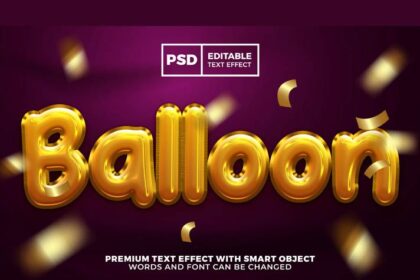 Luxurious 3D Gold Foil Balloon Text Effect Free PSD