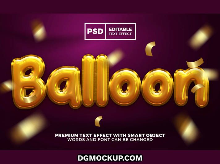 Luxurious 3D Gold Foil Balloon Text Effect Free PSD