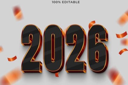 Luxurious Black & Gold 2026 New Year Text Effect Free PSD