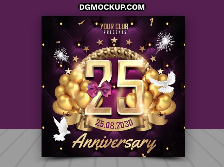 Luxurious Club Anniversary Party Instagram Post Free PSD