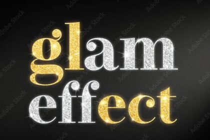 Luxury Gold & Silver Glitter Text Effect Free PSD Mockup