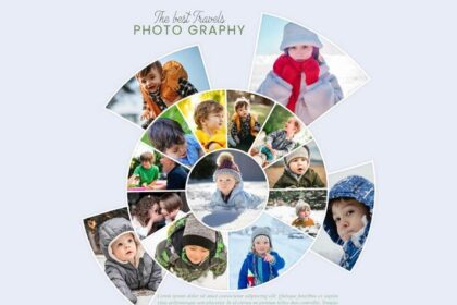 Modern Circular Photo Grid & Mood Board Free PSD Template