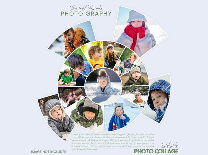 Modern Circular Photo Grid & Mood Board Free PSD Template