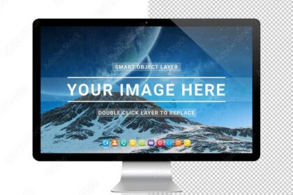 Modern Desktop Computer Monitor Mockup Free PSD