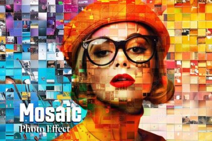 Mosaic Photo Effect Free PSD Mockup Download