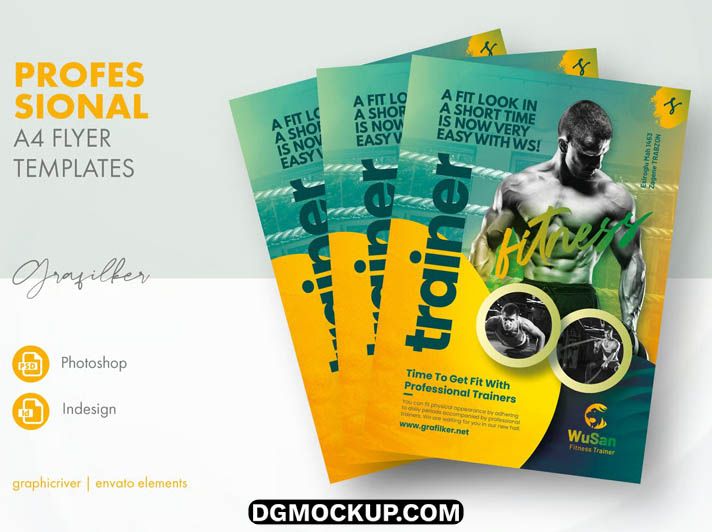 Personal Trainer & Fitness Coach Flyer Design A4 Free PSD