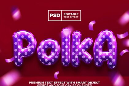 Playful Purple Polka Dot Balloon Text Effect Free PSD Mockup