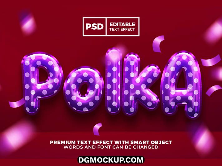 Playful Purple Polka Dot Balloon Text Effect Free PSD Mockup