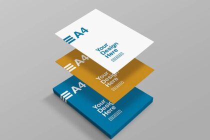 Professional A4 Flyer & Document Mockup Stack Free PSD
