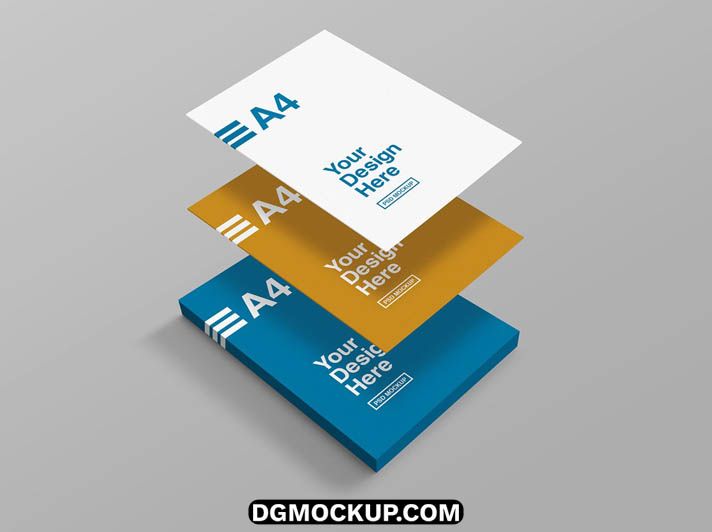 Professional A4 Flyer & Document Mockup Stack Free PSD
