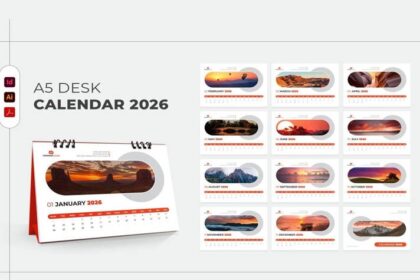 Professional Corporate Desk Calendar 2026 Free PSD Template