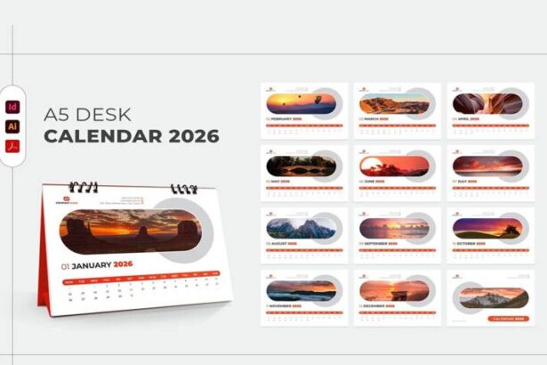 Professional Corporate Desk Calendar 2026 Free PSD Template