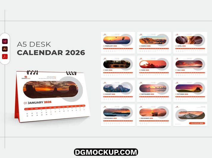 Professional Corporate Desk Calendar 2026 Free PSD Template